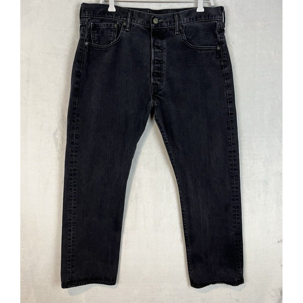 LEVIS 501 Jean Men 38x30 Fit(36x28.5) Black Wash Original Straight Button Fly